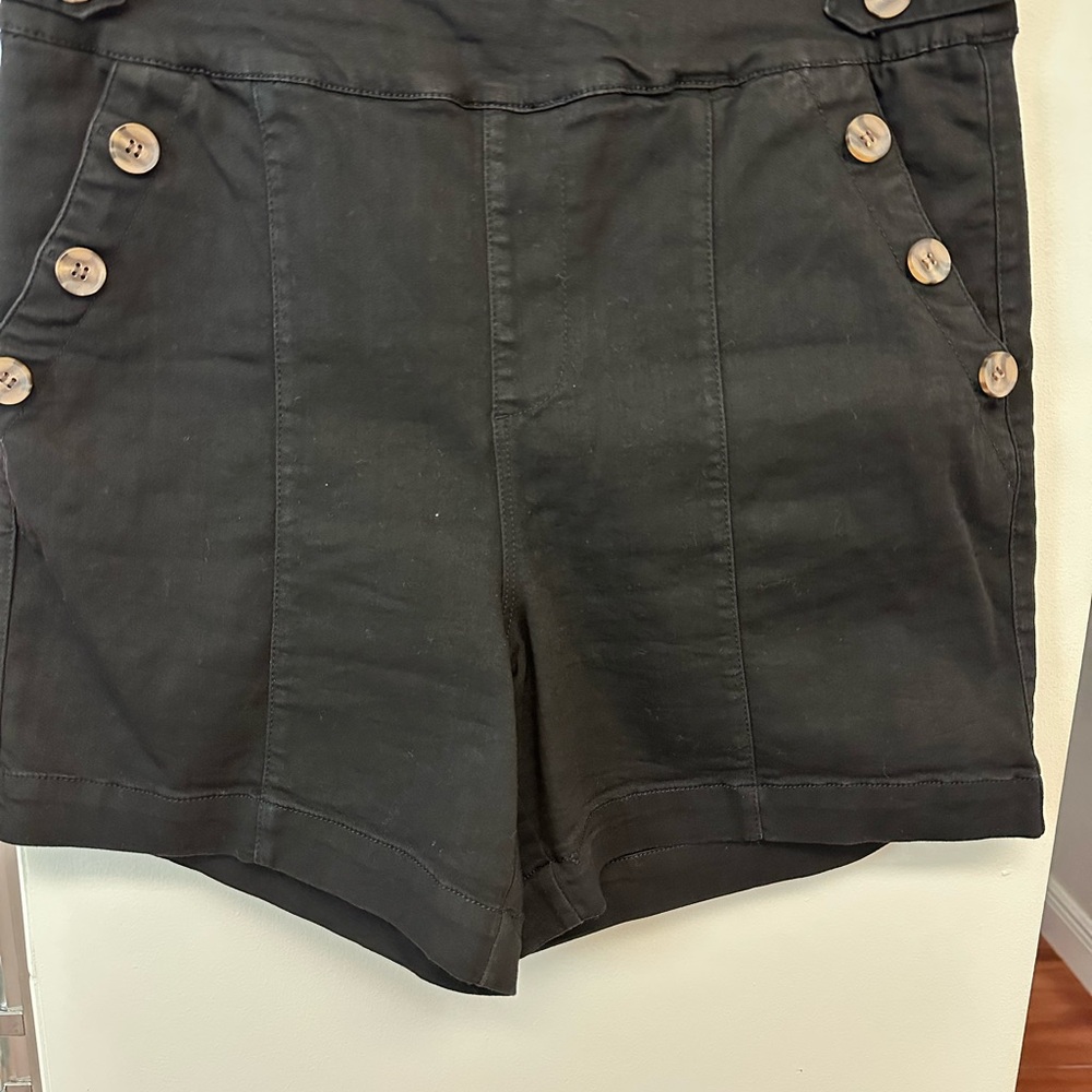 Westbound Black High Waist Shorts with Button Detail
